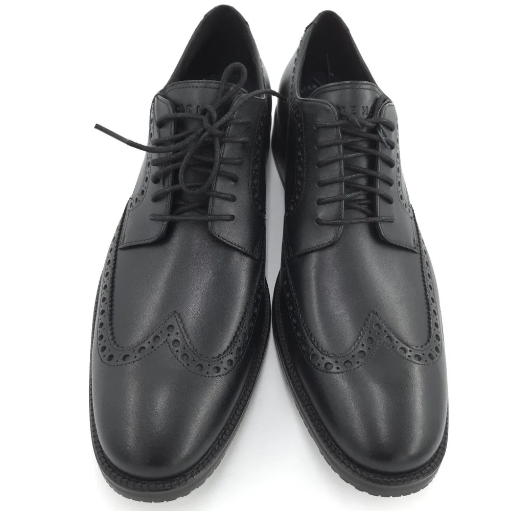 Cole Haan ME Wingtip Oxford Dress Shoes Mens 9.5 Black Leather Waterproof NEW